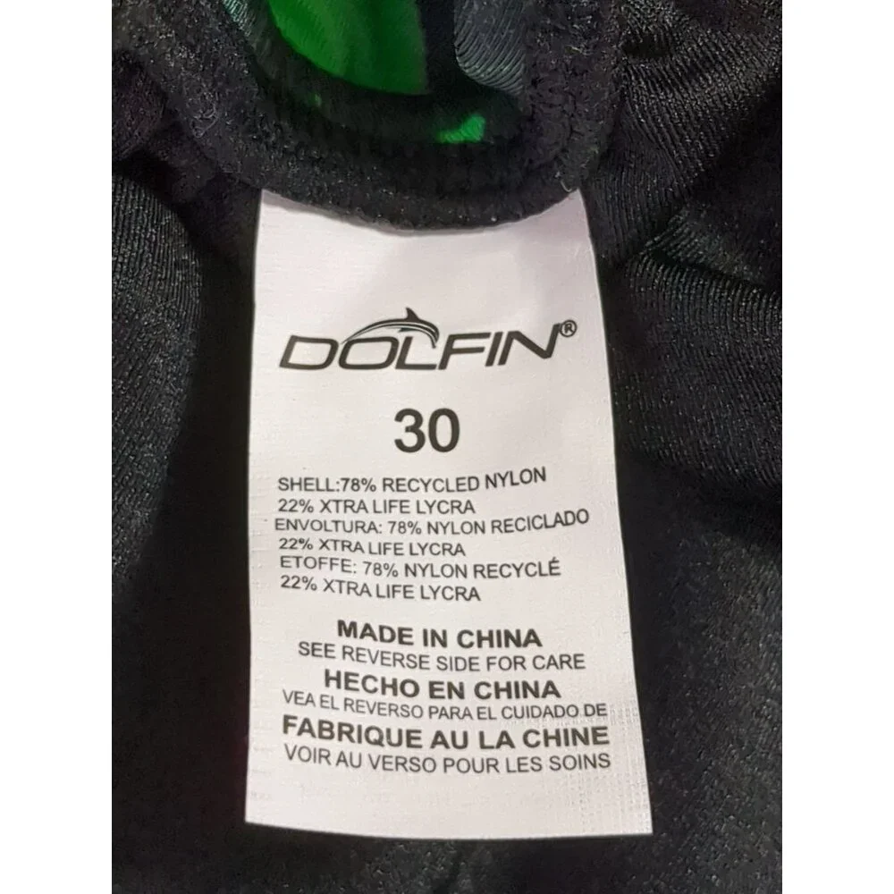 Dolfin Competition Swimsuit‎ Womens 30 Green Black One Piece XtraSleek Eco